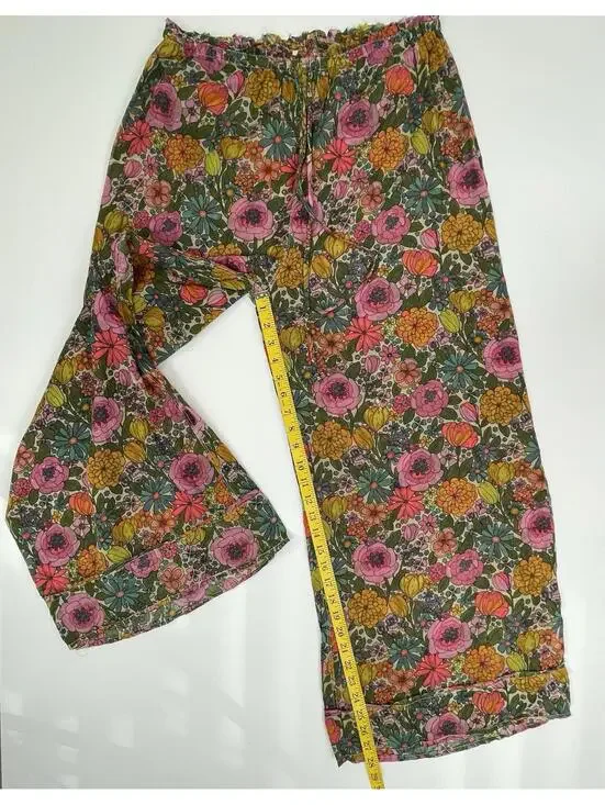 Natural Life Women’s Wide Leg Floral Sheer Lounge Pajama Style Pants Size Medium - Picture 6 of 10